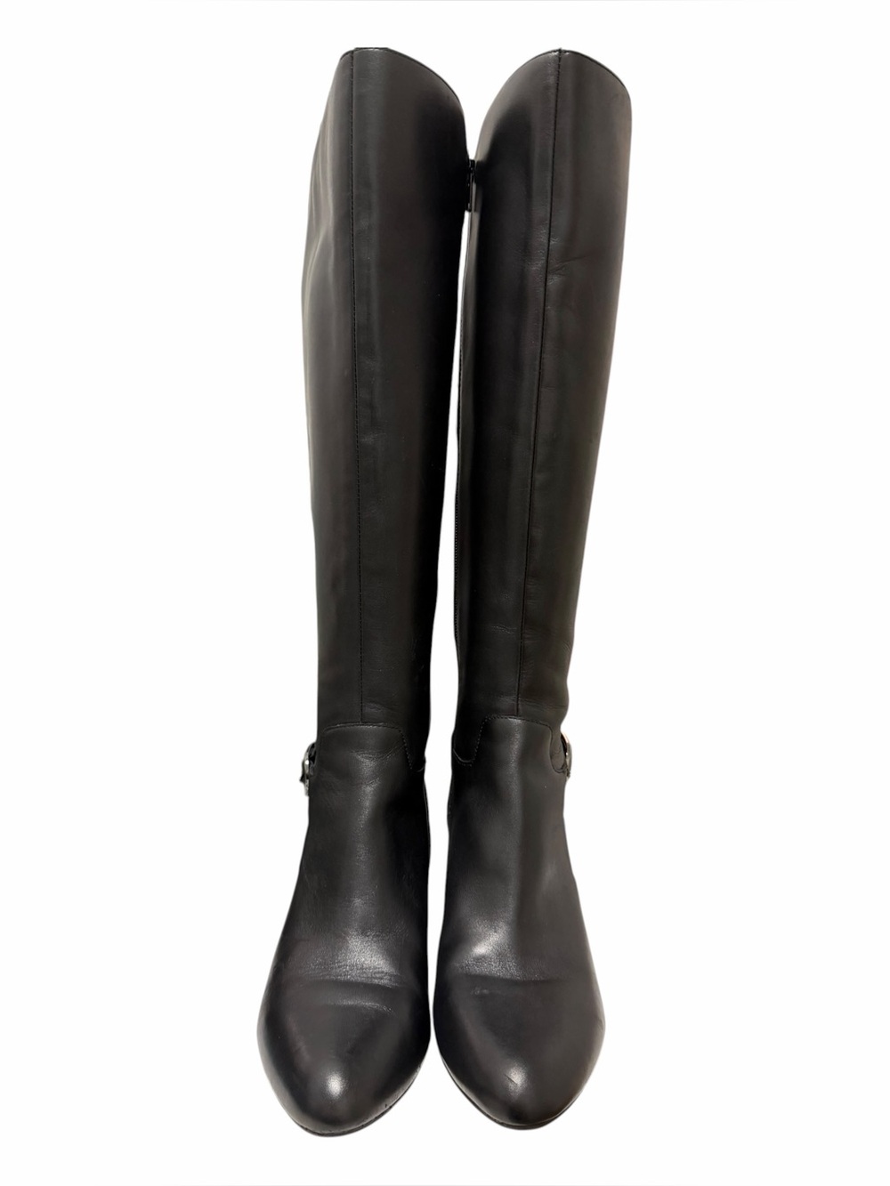 Anne Klein Solid Black Leather/Textile Upper Boots